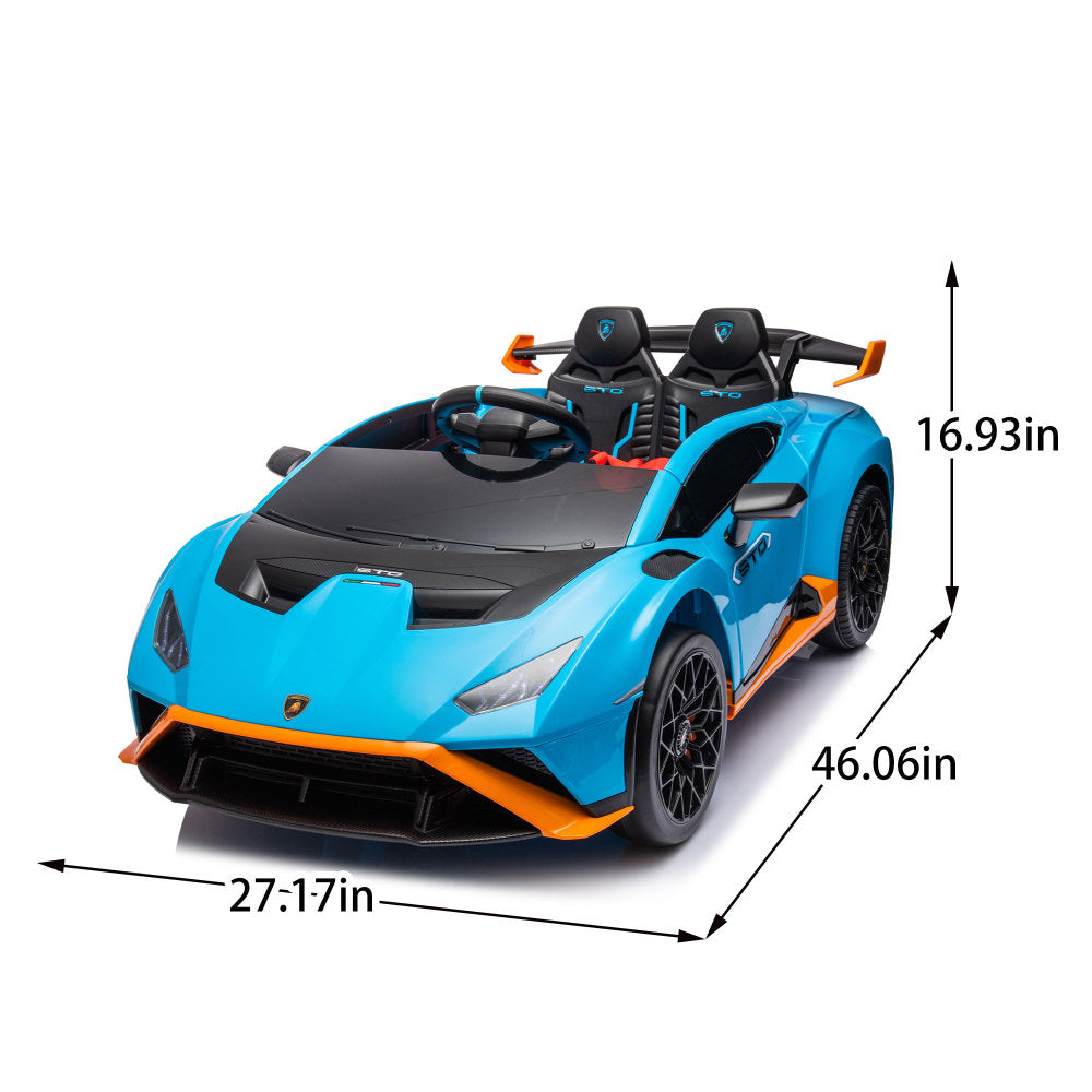 Lamborghini Huracan Sto 24V Kids Electric Ride-On Drift Car: Speeds 1.86-5.59 MPH, Ages 3-6, Foam Front Wheels, 360° Spin, LED Lights, Dynamic Music, Early Learning, USB Port, Drift Feature