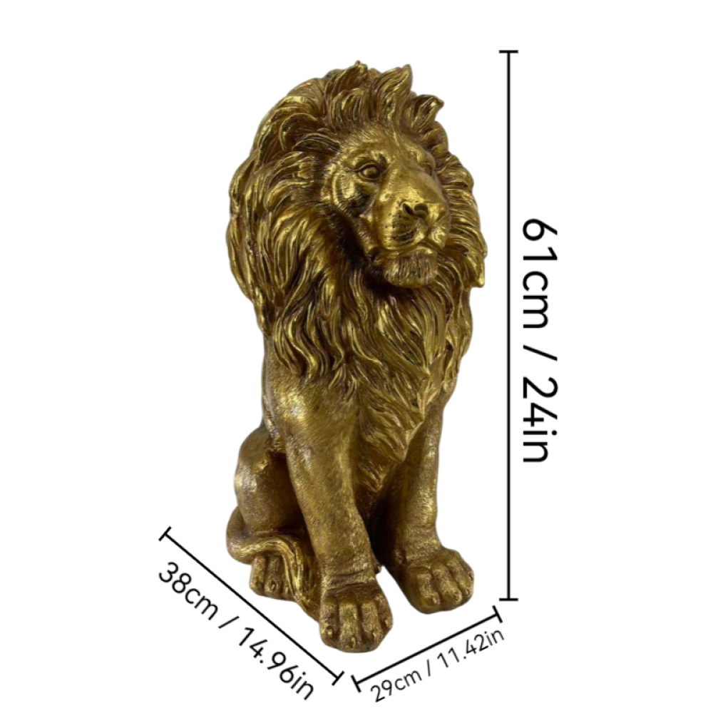 24" Lion Statue, Resin Outdoor Guardian Sculpture, Simulated Animal Decor for Villa, Garden, Park & Resort, Patriotic Independence Day Decoration for Home & Courtyard