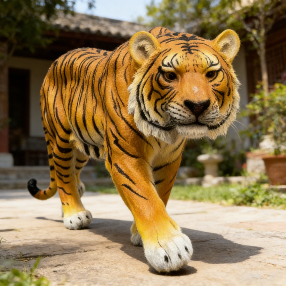 15.75" H x 33.46" L x 7.87" W Simulated Black Tiger Resin Garden Statue, Indoor & Outdoor Decorative Ornament, Lawn & Courtyard Art Craft, Unique Gift for Home & Garden