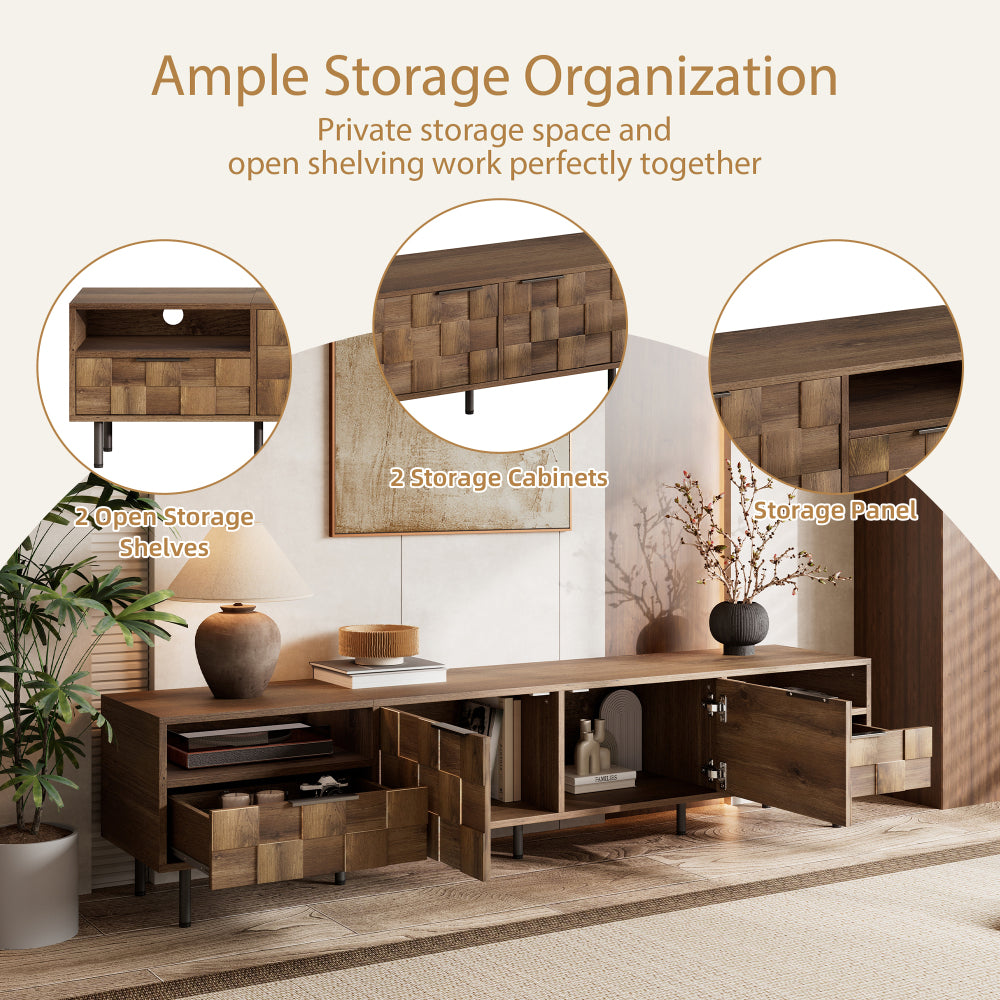 Mid Century TV Stand with 2 Drawers, Media Console Table for TVs up to 85'', Entertainment Center with Storage for Living room, Bedroom, Home Theatre