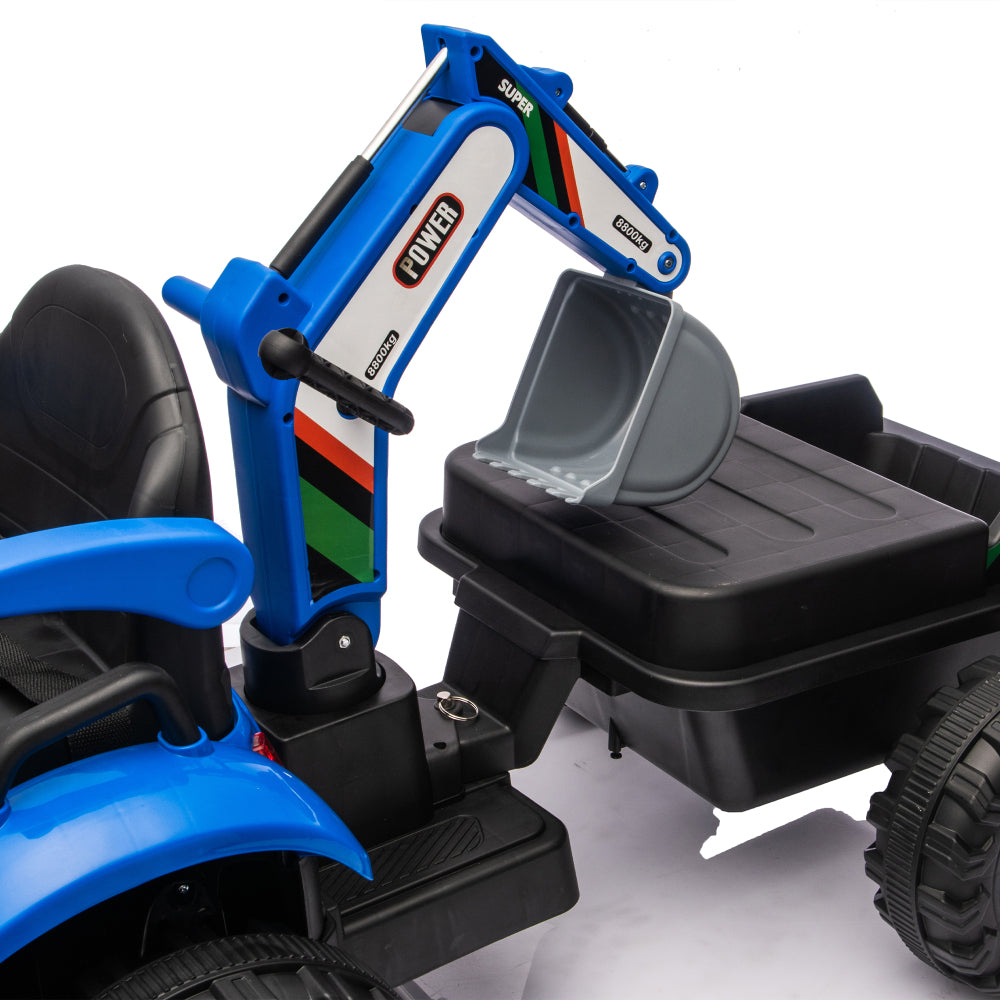 24V Kids Ride-On Electric Tractor Toy with 4-in-1 Construction Attachments (Excavator, Dump Truck & Bulldozer) w/Parent Remote Control,3-Speed Adjustable,Built-in Music Player,LED Tail-light