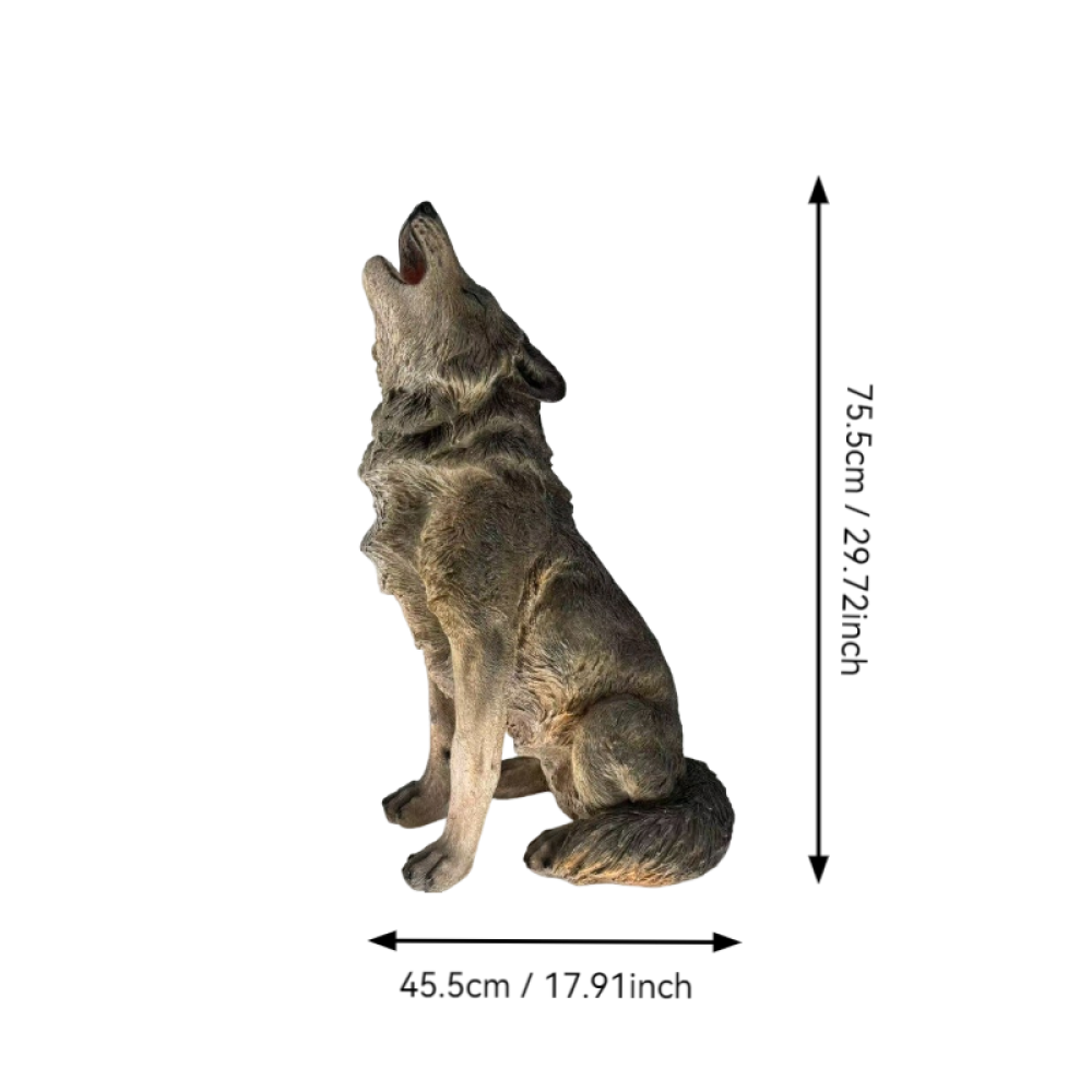 29.72" H x 17.91" L Simulated Howling Wolf Garden Statue, Resin Indoor & Outdoor Courtyard Ornament, Art Craft Decoration & Unique Gift for Home & Garden