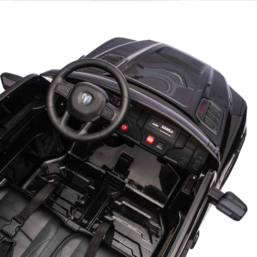 24V 160W Officially Licensed Dodge RAM 2500 Design 2-seater Kids Ride On Truck,W/ Remote Control,W/2WD&4-Wheel Suspension,Storage Space&High Door Design,Built-in Music&Bluetooth,USB/MP3 Port for 3-6