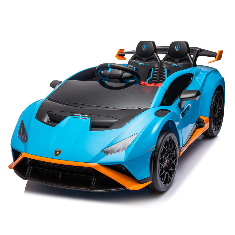 Lamborghini Huracan Sto 24V Kids Electric Ride-On Drift Car: Speeds 1.86-5.59 MPH, Ages 3-6, Foam Front Wheels, 360° Spin, LED Lights, Dynamic Music, Early Learning, USB Port, Drift Feature