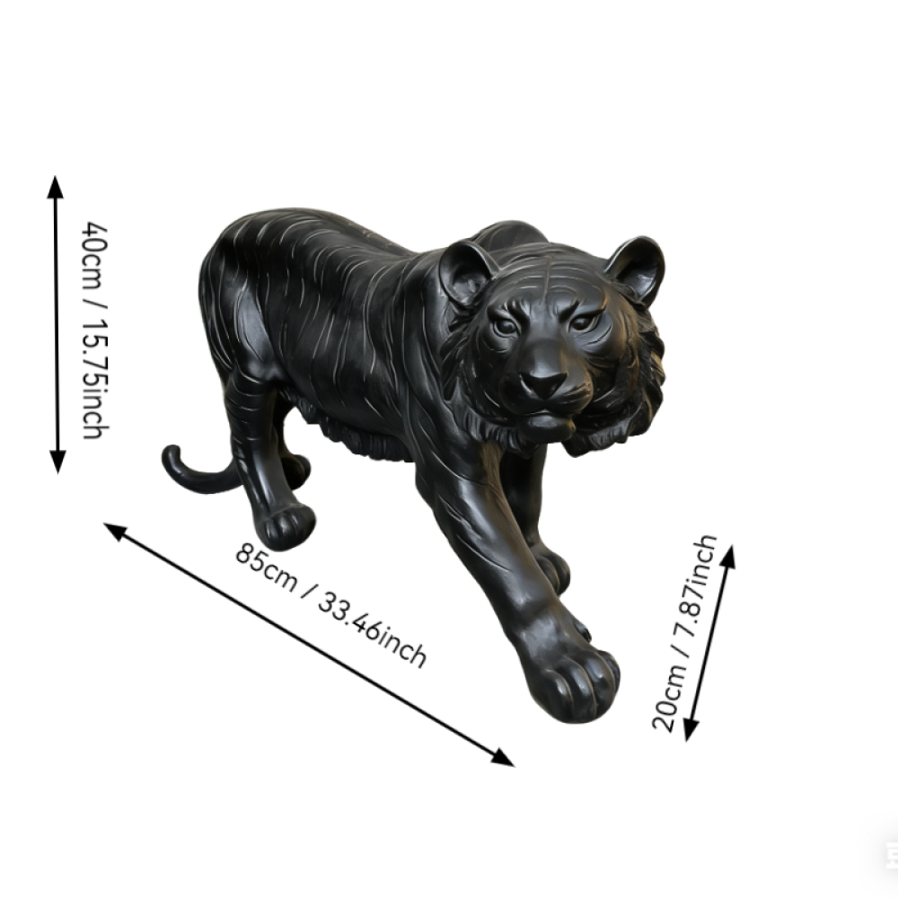 15.75" H x 33.46" L x 7.87" W Simulated Black Tiger Resin Garden Statue, Indoor & Outdoor Decorative Ornament, Lawn & Courtyard Art Craft, Unique Gift for Home & Garden