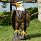 13" H x 24.4" L Large Standing Bald Eagle Garden Statue, Hand-Painted American Eagle Sculpture, Indoor & Outdoor Lawn Courtyard Decor, Patriotic Themed Ornament