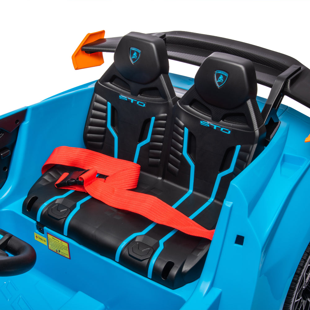 Lamborghini Huracan Sto 24V Kids Electric Ride-On Drift Car: Speeds 1.86-5.59 MPH, Ages 3-6, Foam Front Wheels, 360° Spin, LED Lights, Dynamic Music, Early Learning, USB Port, Drift Feature