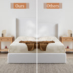 Carmen Upholstered Wingback Bed / Upholstered Platform Bed Frame / 52.3" High Headboard / Simplicity / Minimalist / No Box Spring Needed / Easy Assembly / King /  Coconut Micro Suede  /  No Noise