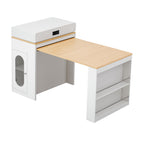 [VIDEO] TREXM Extendable Dining Table with Folding Tabletop, Bar Table with Drawers and Power Outlet, Kitchen Island with Wheels and Hooks, Sideboard for Kitchen and Dining Room (Creamy White+Natural)