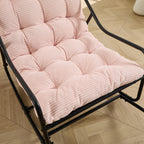 Outdoor Rocking Chair, Comfy Cushion, with Soft Thick Cushion,for Living Room, Bedroom, Reading Room, Black Frame with Pink Cushion