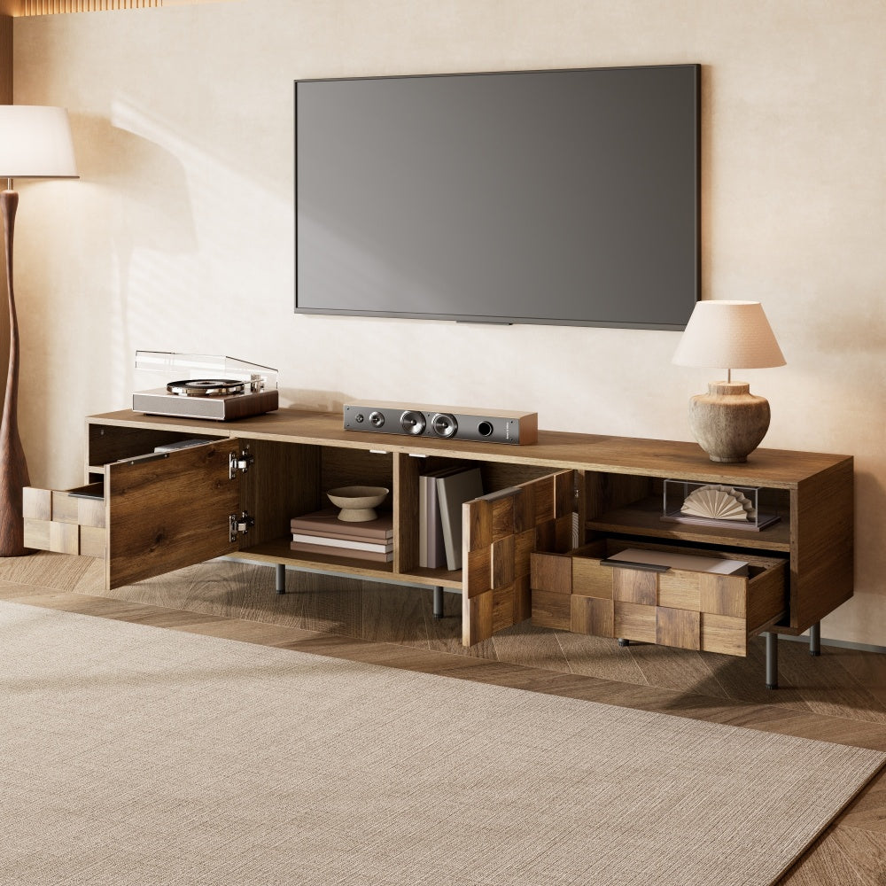 Mid Century TV Stand with 2 Drawers, Media Console Table for TVs up to 85'', Entertainment Center with Storage for Living room, Bedroom, Home Theatre