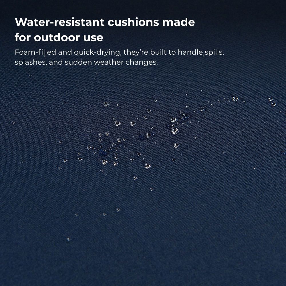 4-Piece Patio Furniture Set Outdoor Balcony Porch Garden Backyard Lawn Furniture Gray Acacia Wood Table Top, Blue Cushion and Light Gray rattan