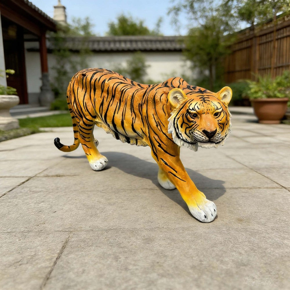 15.75" H x 33.46" L x 7.87" W Simulated Black Tiger Resin Garden Statue, Indoor & Outdoor Decorative Ornament, Lawn & Courtyard Art Craft, Unique Gift for Home & Garden