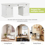 67" Modern Executive Desk,Computer Desk with 2 Glass Doors Storage Cabinet and 3 Drawers, Rectangle Home Office Desk  ,Reading Desk,Writing Table,Workstation for Home Office,Living Room,Study,White