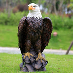 13" H x 24.4" L Large Standing Bald Eagle Garden Statue, Hand-Painted American Eagle Sculpture, Indoor & Outdoor Lawn Courtyard Decor, Patriotic Themed Ornament