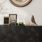 Sideboard Buffet Cabinet, 4 Doors Modern Accent Storage Sideboard, Luxurious Floor Cabinet Buffet with Freestanding Anti Dumping for Kitchen, Living Room, 59" Wide Rectangular Buffet Table(Black)