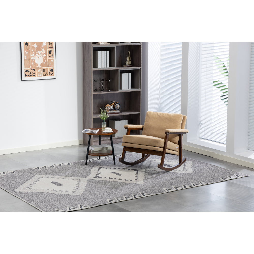 Mid Century Modern Accent Chair ,rocking chair with Wood Frame, Upholstered Living Room Chairs , Reading Armchair for Bedroom Sunroom