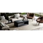 43.3'' Lift Top Rectangle Coffee Table with Storage, Modern Wood Veneer MDF Coffee Table with Floating Tabletop, Convertible Rising Tabletop for Living Room, Home Office, Black