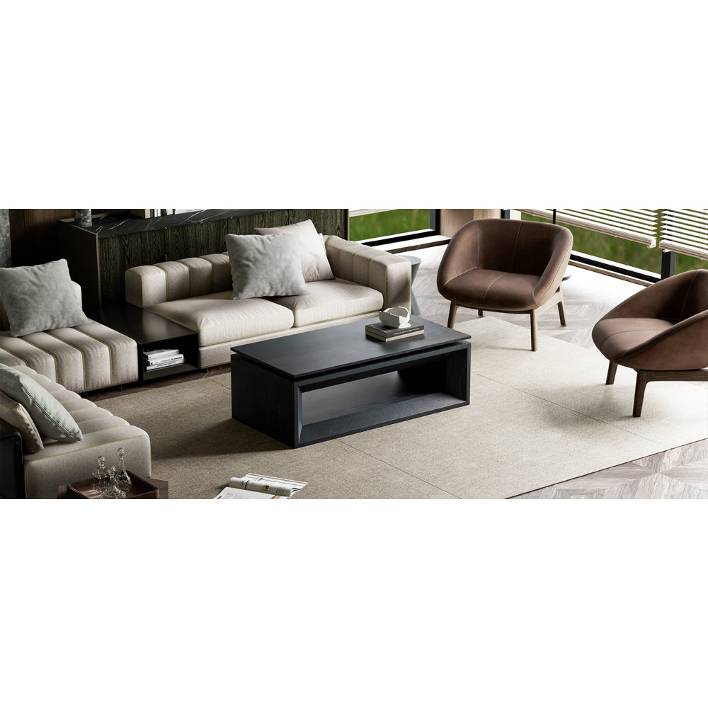 43.3'' Lift Top Rectangle Coffee Table with Storage, Modern Wood Veneer MDF Coffee Table with Floating Tabletop, Convertible Rising Tabletop for Living Room, Home Office, Black