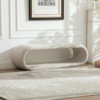52.17"Wide Chenille Upholstered Bench for Bedroom End of Bed,Modern Shoe Bench for Entryway,equipped with an iron frame,Dining Room, Living Room,Bedroom,Wheat