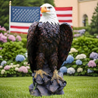 13" H x 24.4" L Large Standing Bald Eagle Garden Statue, Hand-Painted American Eagle Sculpture, Indoor & Outdoor Lawn Courtyard Decor, Patriotic Themed Ornament